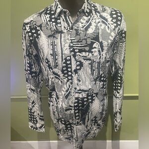 Deniko black Patterned Button-Up Shirt floral stretch regular fit